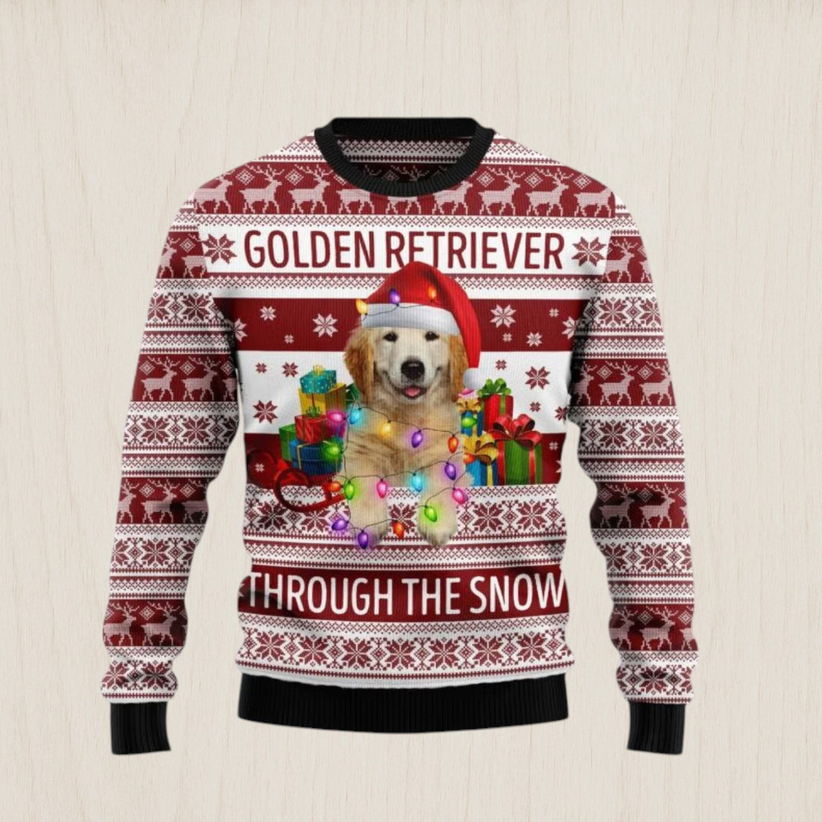 Golden Retriever Through The Snow Ugly Christmas Sweater
