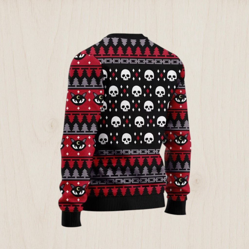 Black Cat Spooky Halloween Ugly Christmas Sweater