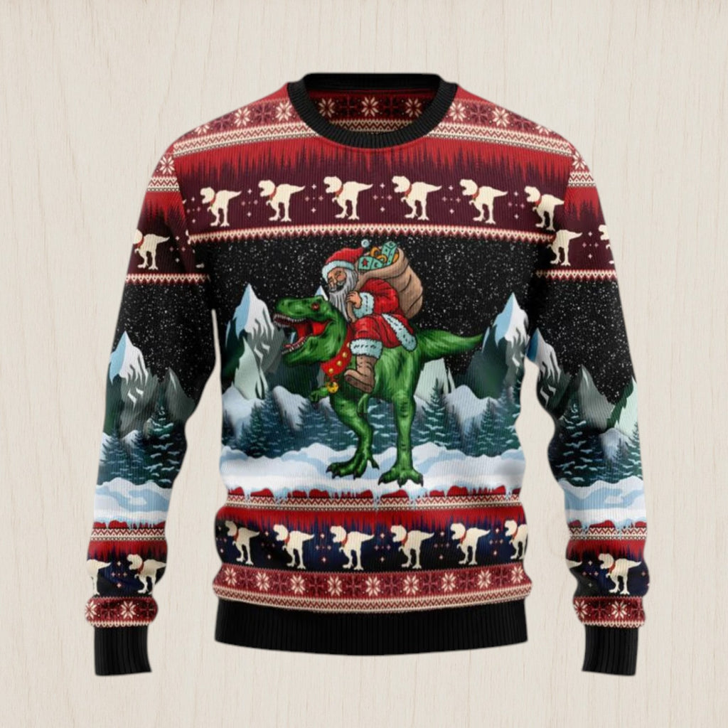 T-Rex Santa Claus Ugly Christmas Sweater