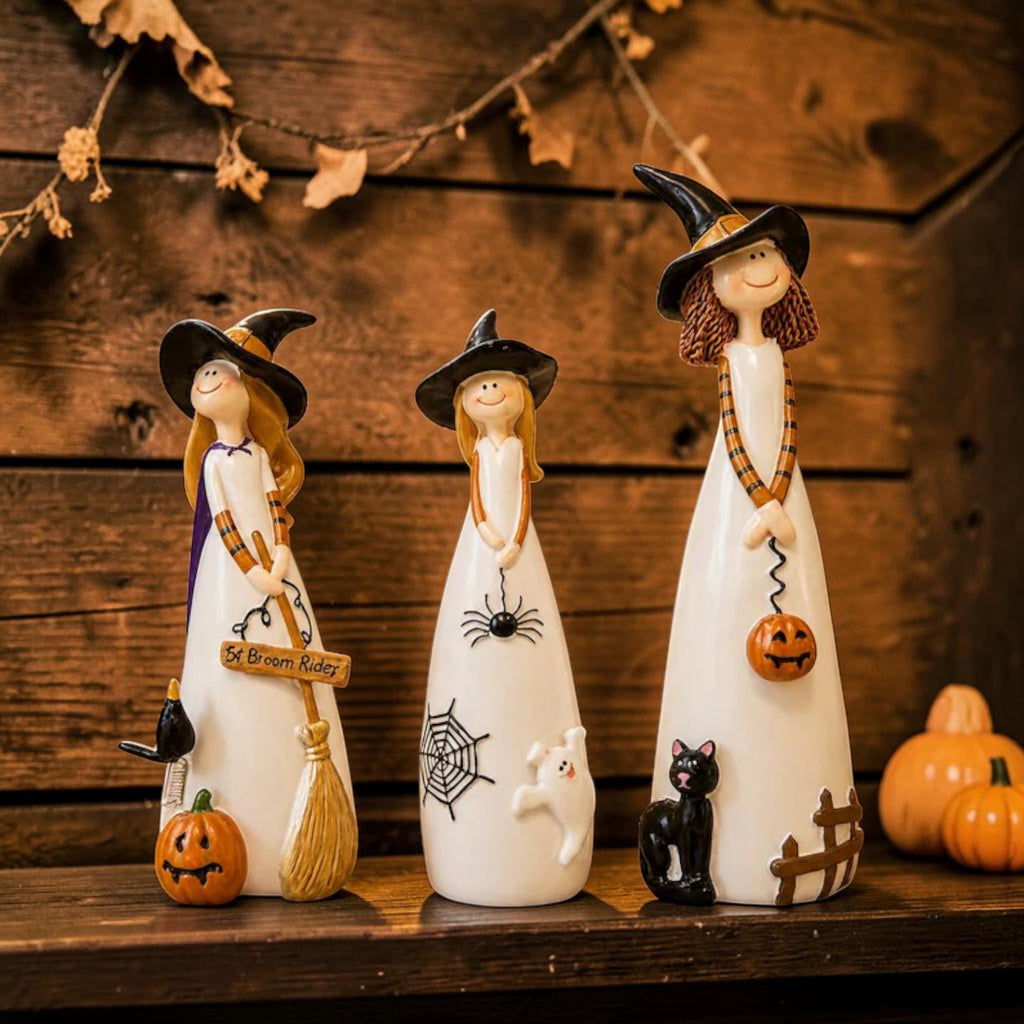 Cute resin Halloween witch figurines tabletop decor | USAGatherCo