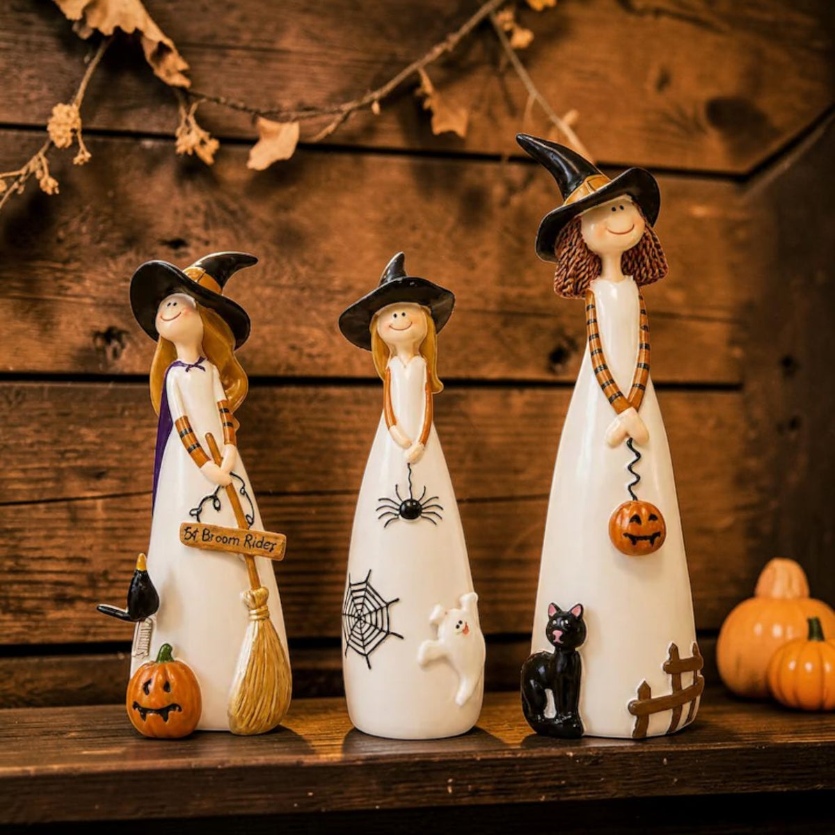 Cute resin Halloween witch figurines tabletop decor | USAGatherCo