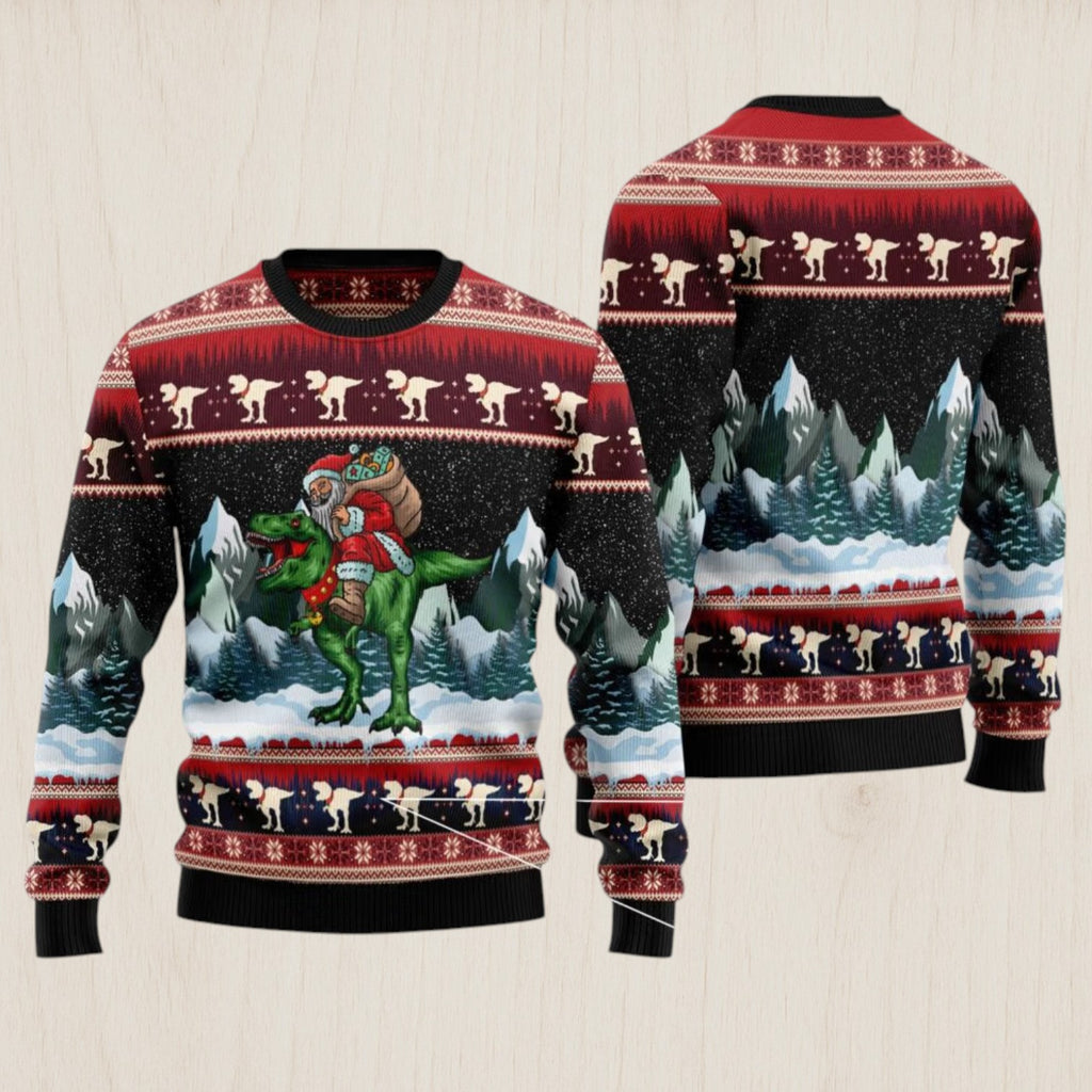 T-Rex Santa Claus Ugly Christmas Sweater