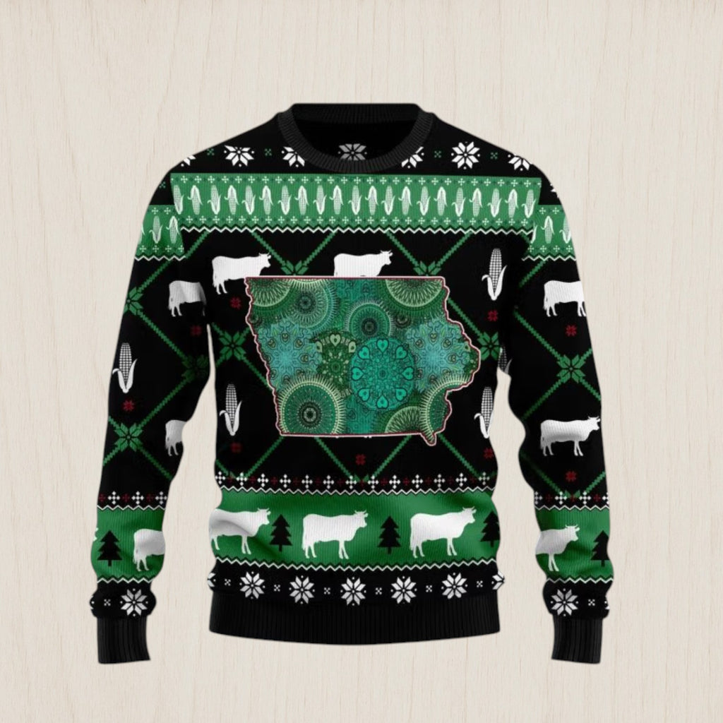 Iowa USA Symbols Pattern Ugly Christmas Sweater
