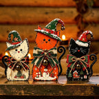Vintage wooden Christmas black cat figurine for tiered tray | USAGatherCo