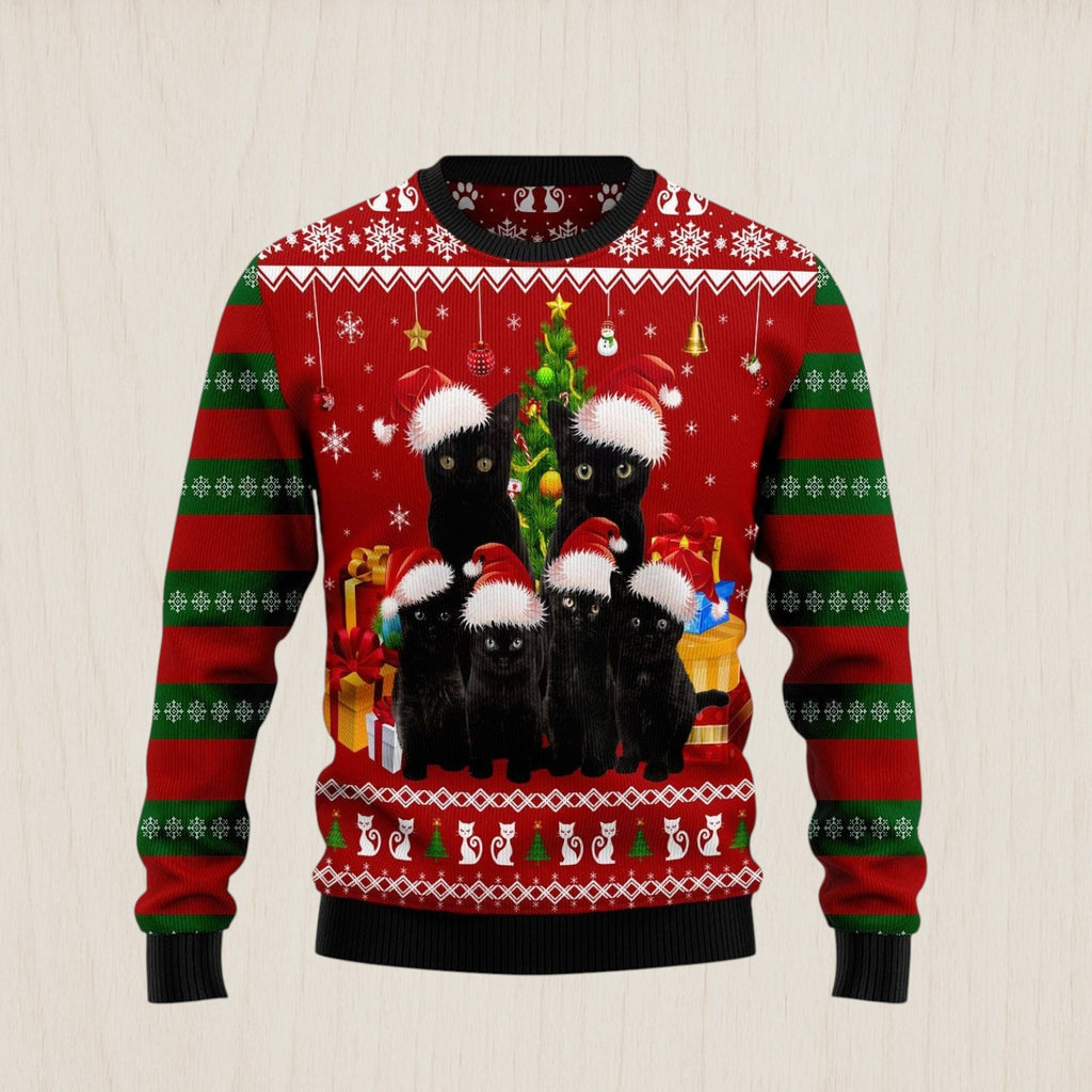 Black Cat Family Christmas Ugly Christmas Sweater