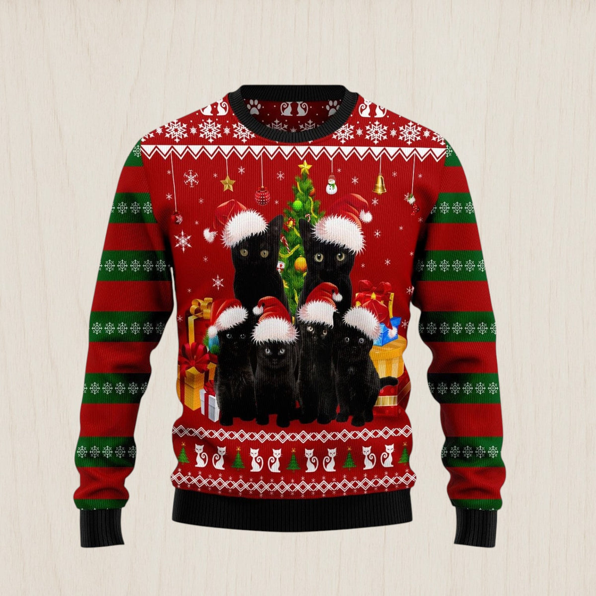 Black Cat Family Christmas Ugly Christmas Sweater