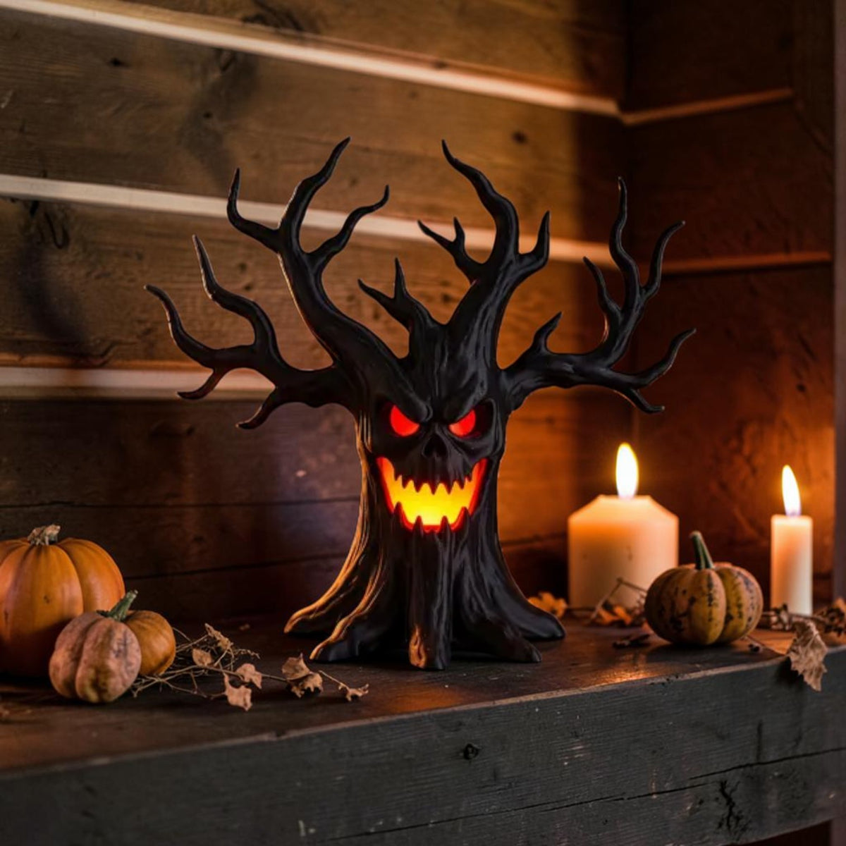 Skull tree LED tea light holder with glowing eyes | USAGatherCo