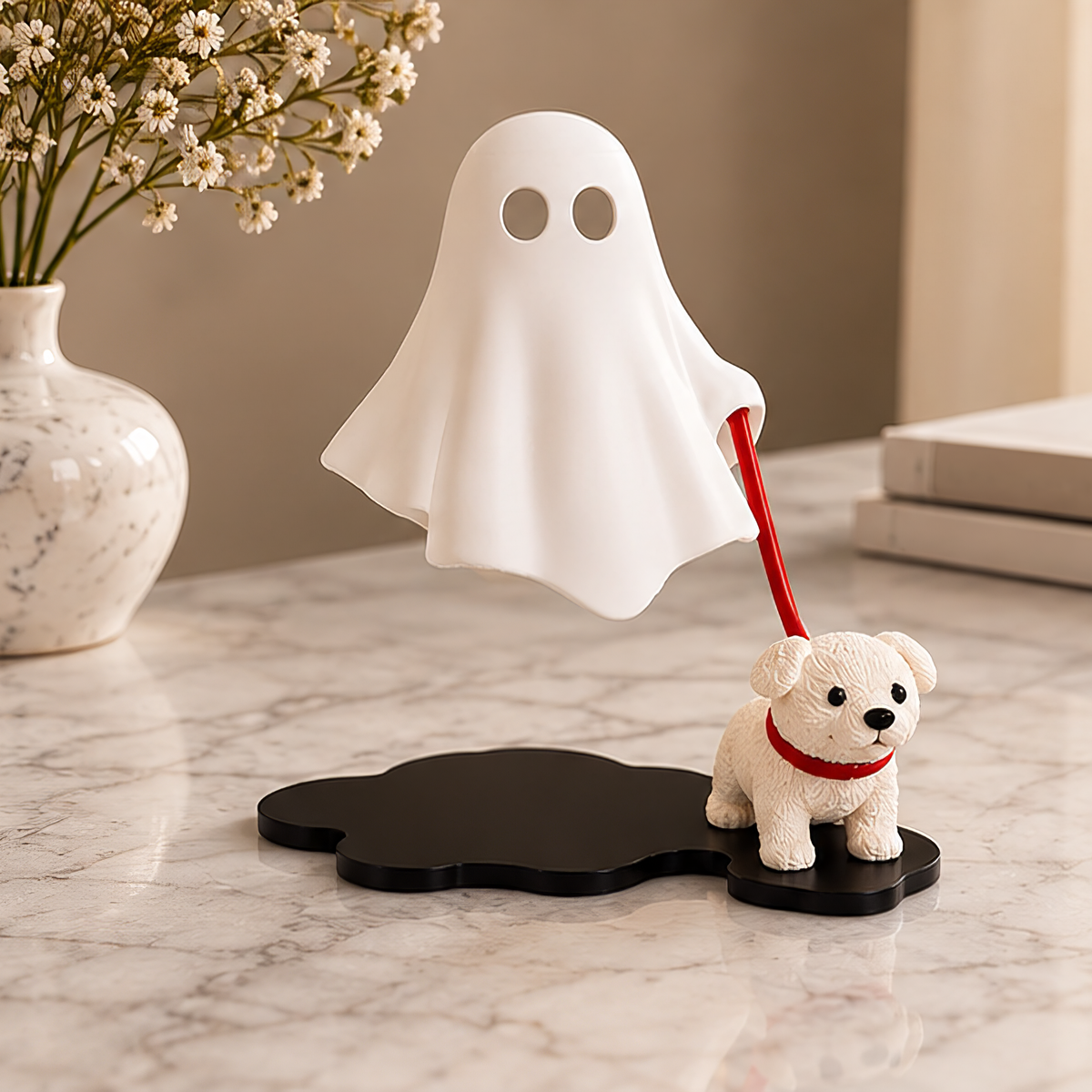 Ghost walking a dog LED night light, whimsical Halloween lamp, view 3