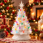 Classic white lighted ceramic Christmas tree, 15 inch